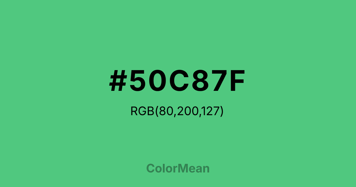 Color swatch image showing #50C87F with RGB(80,200,127) values