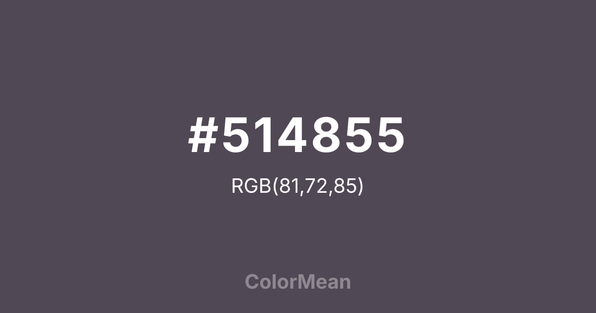 Color swatch image showing #514855 with RGB(81,72,85) values