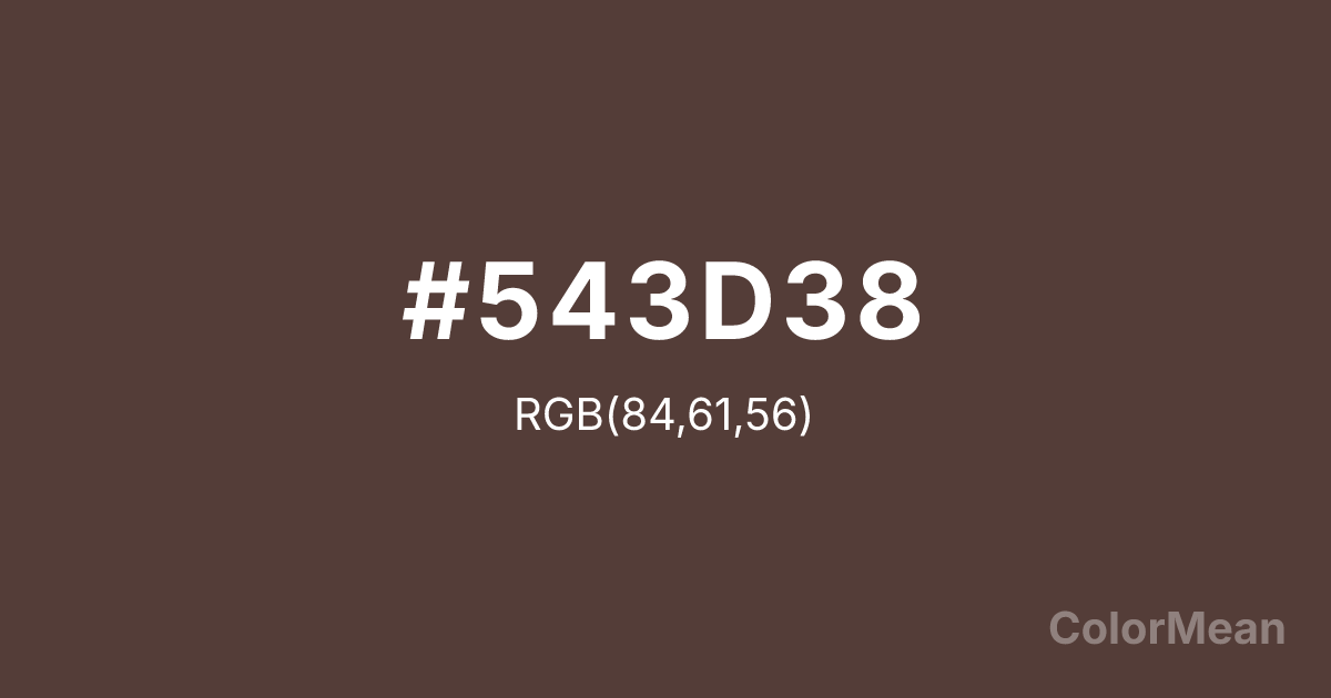 Color swatch image showing #543D38 with RGB(84,61,56) values