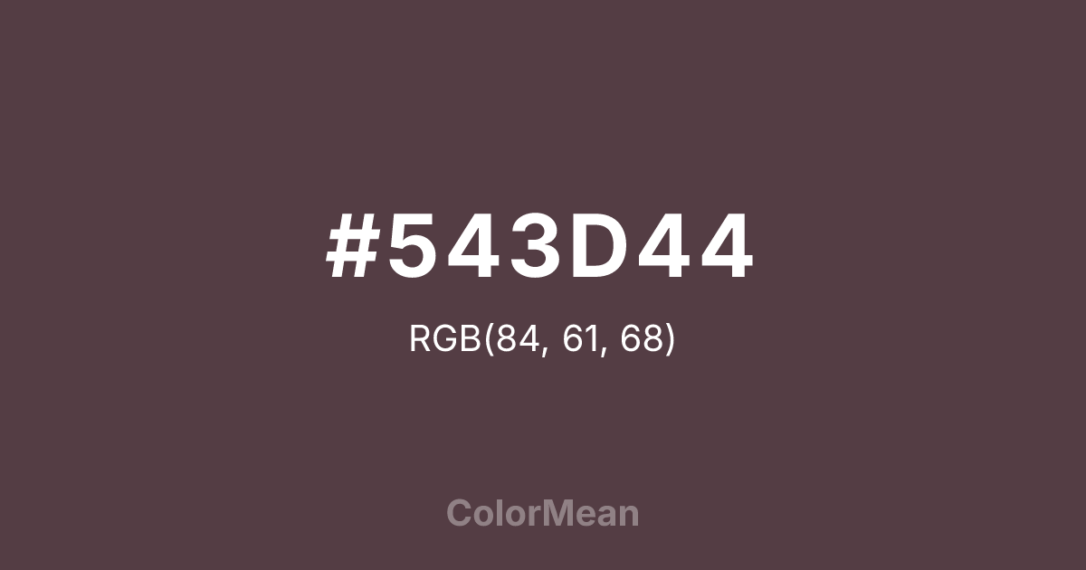 Color swatch image showing #543D44 with RGB(84,61,68) values