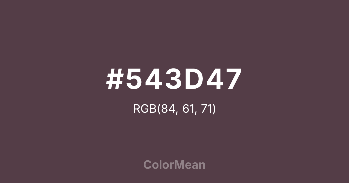 Color swatch image showing #543D47 with RGB(84,61,71) values