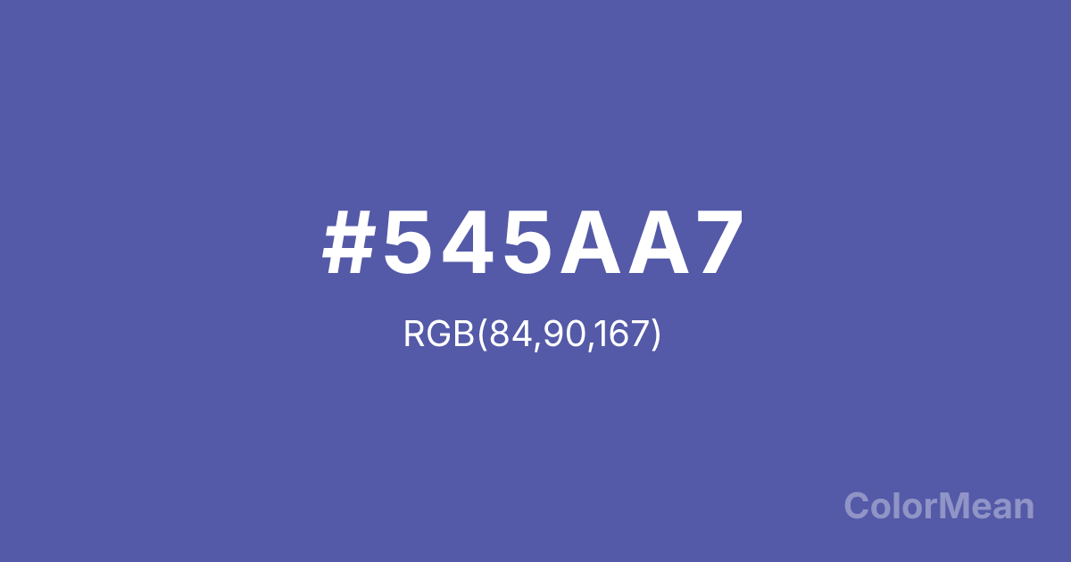 Color swatch image showing Liberty (#545AA7) with RGB(84,90,167) values