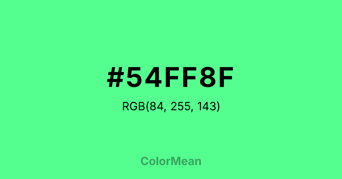 Color swatch image showing #54FF8F with RGB(84,255,143) values