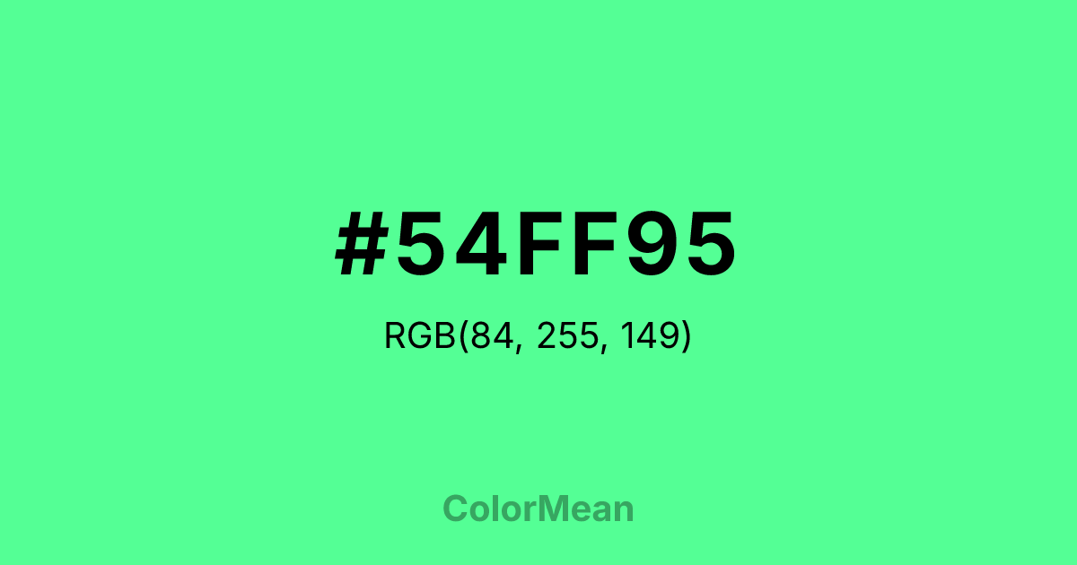 Color swatch image showing #54FF95 with RGB(84,255,149) values