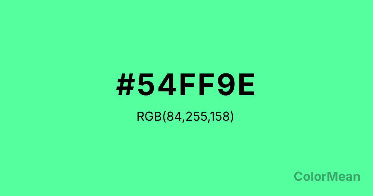 Color swatch image showing #54FF9E with RGB(84,255,158) values