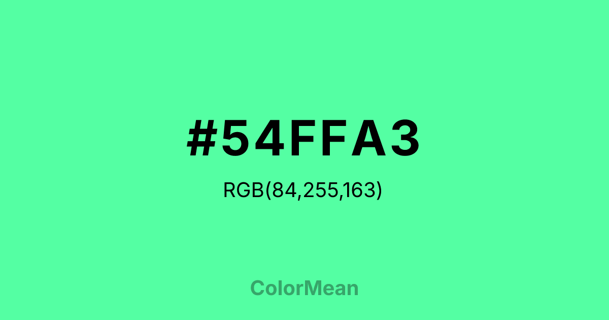 Color swatch image showing #54FFA3 with RGB(84,255,163) values