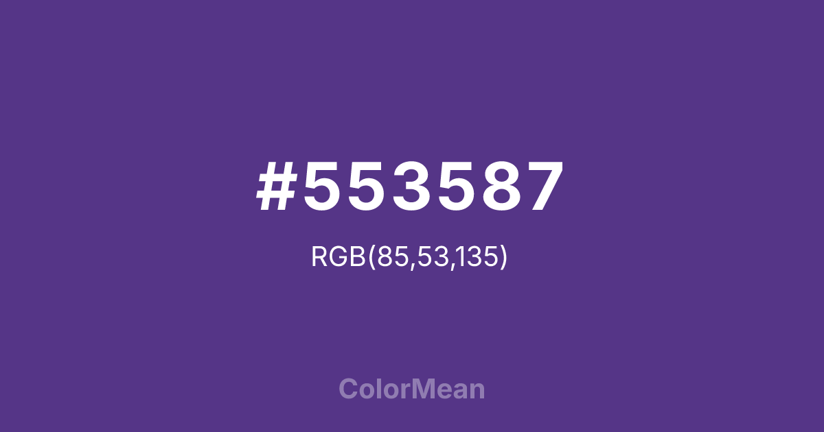 Color swatch image showing #553587 with RGB(85,53,135) values