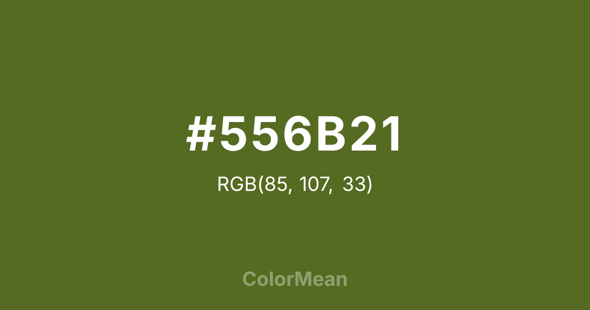 Color swatch image showing #556B21 with RGB(85,107,33) values