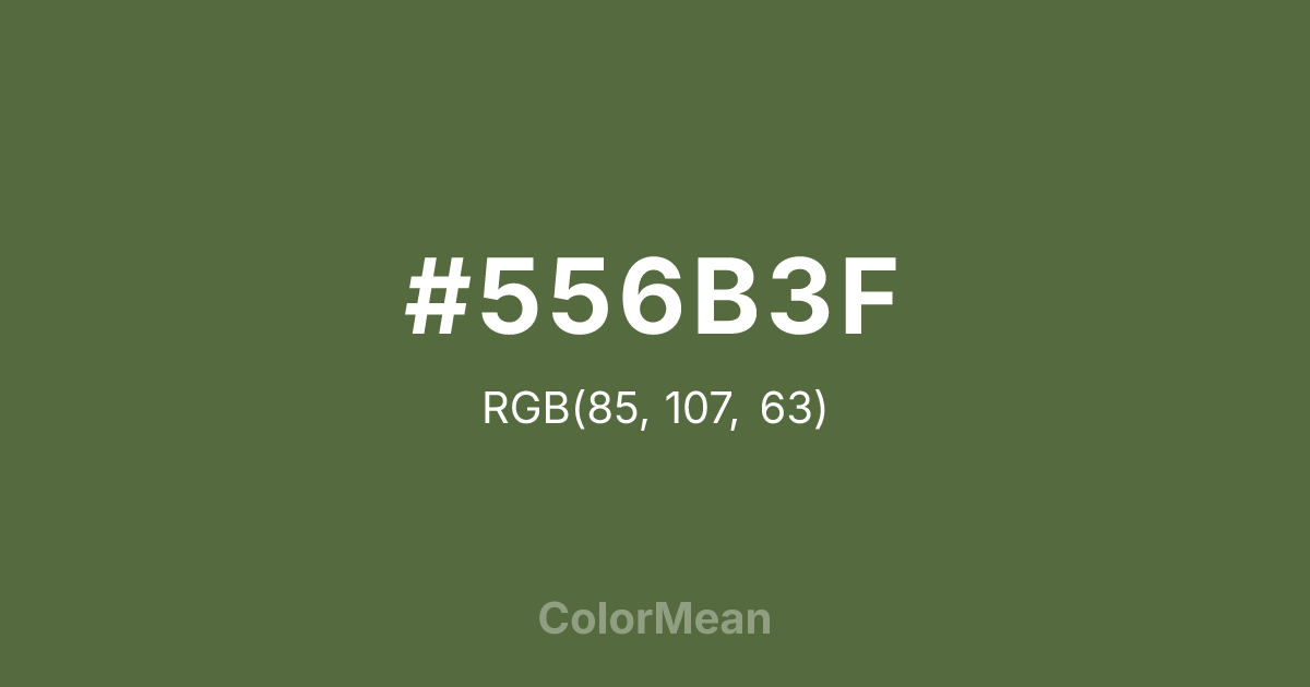 Color swatch image showing #556B3F with RGB(85,107,63) values