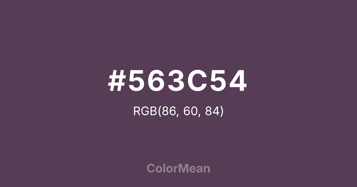 Color swatch image showing #563C54 with RGB(86,60,84) values