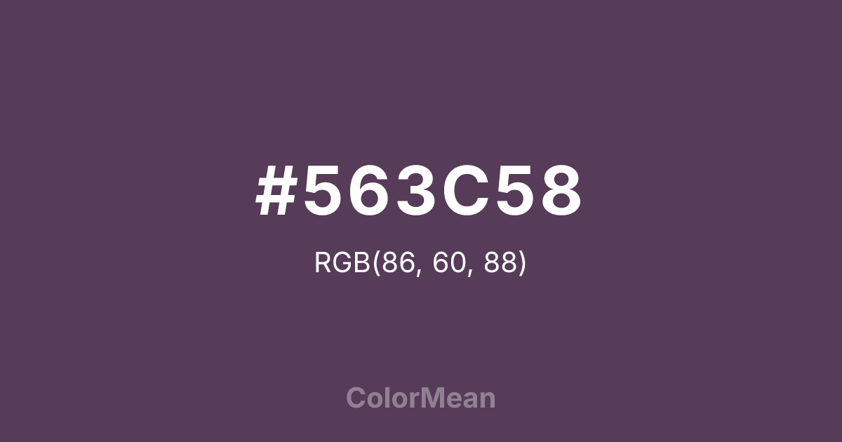 Color swatch image showing #563C58 with RGB(86,60,88) values