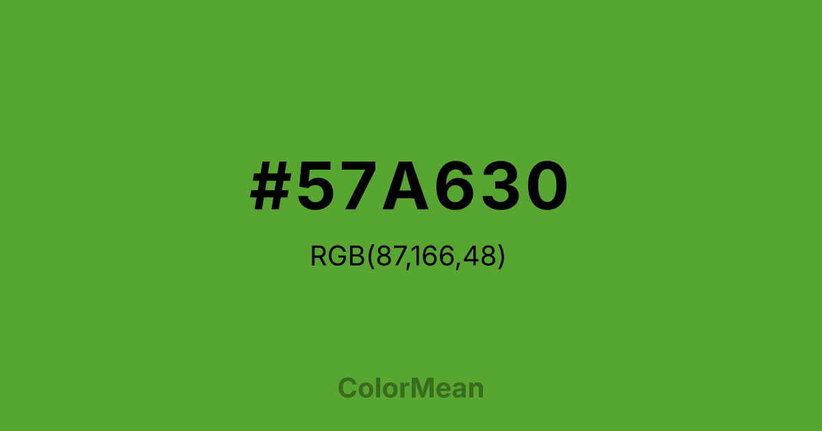 Color swatch image showing #57A630 with RGB(87,166,48) values