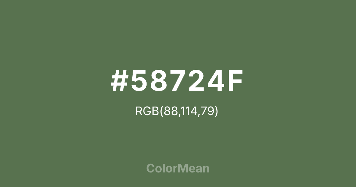 Color swatch image showing #58724F with RGB(88,114,79) values