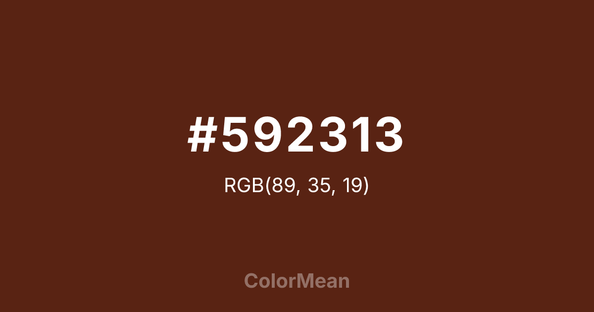 Color swatch image showing #592313 with RGB(89,35,19) values