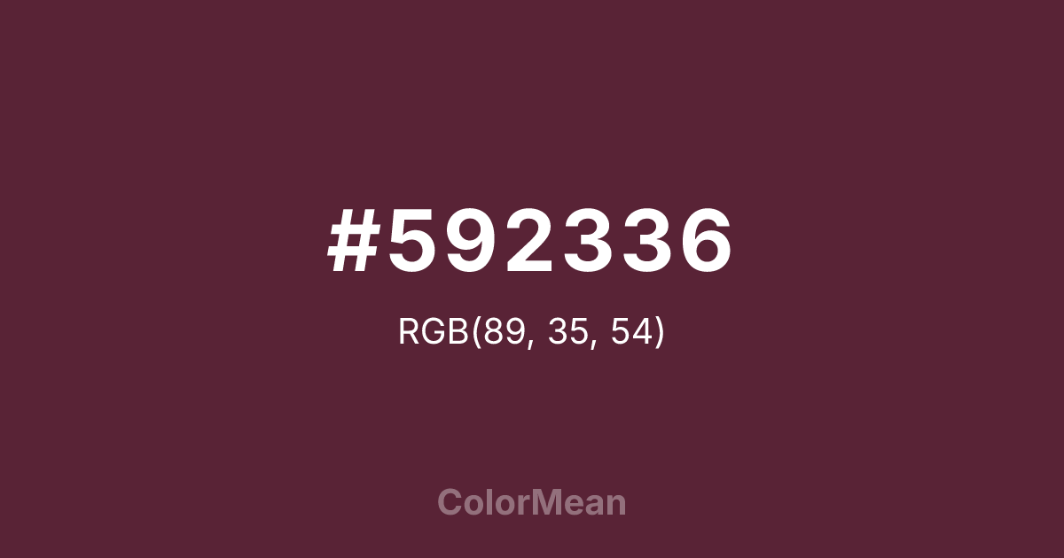 Color swatch image showing #592336 with RGB(89,35,54) values