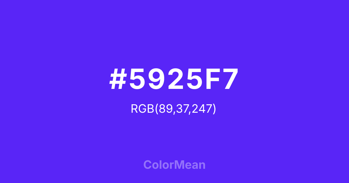 Color swatch image showing #5925F7 with RGB(89,37,247) values