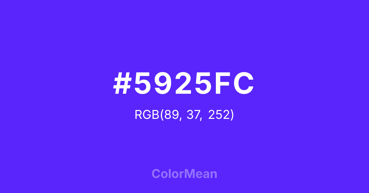 Color swatch image showing #5925FC with RGB(89,37,252) values