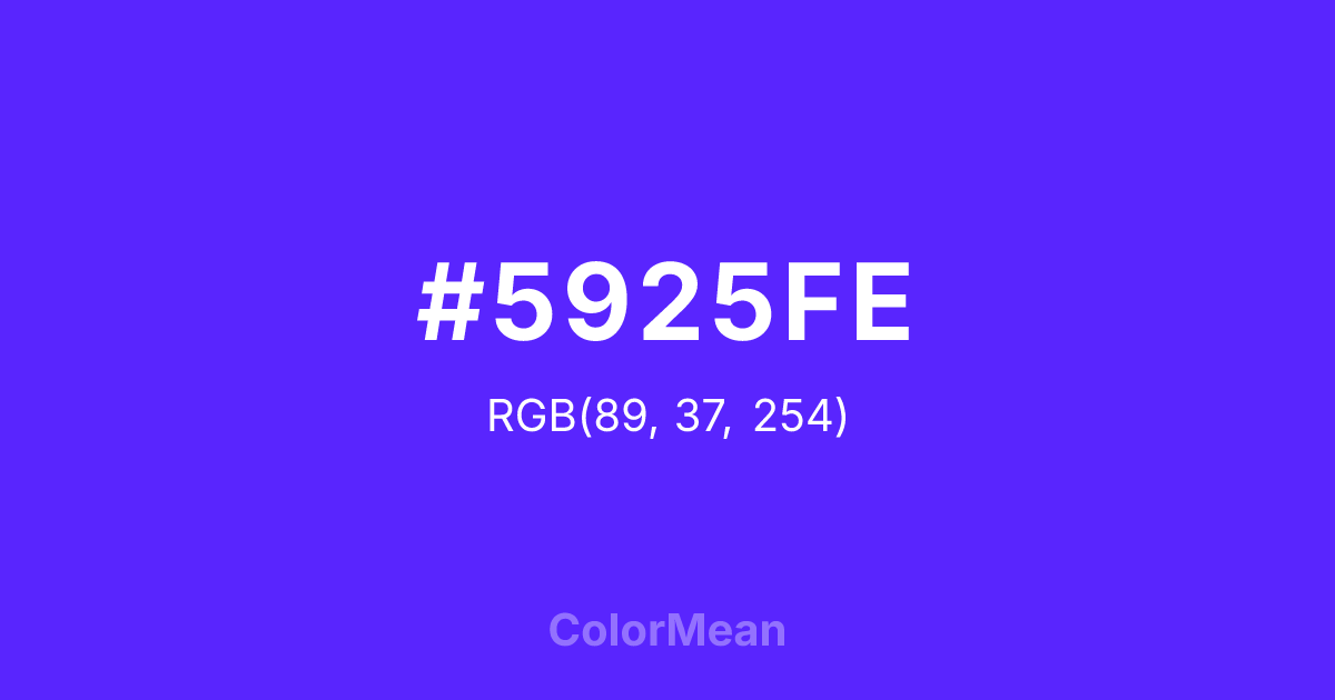 Color swatch image showing #5925FE with RGB(89,37,254) values