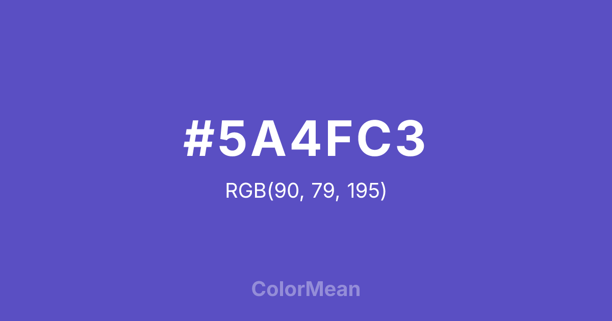 Color swatch image showing #5A4FC3 with RGB(90,79,195) values