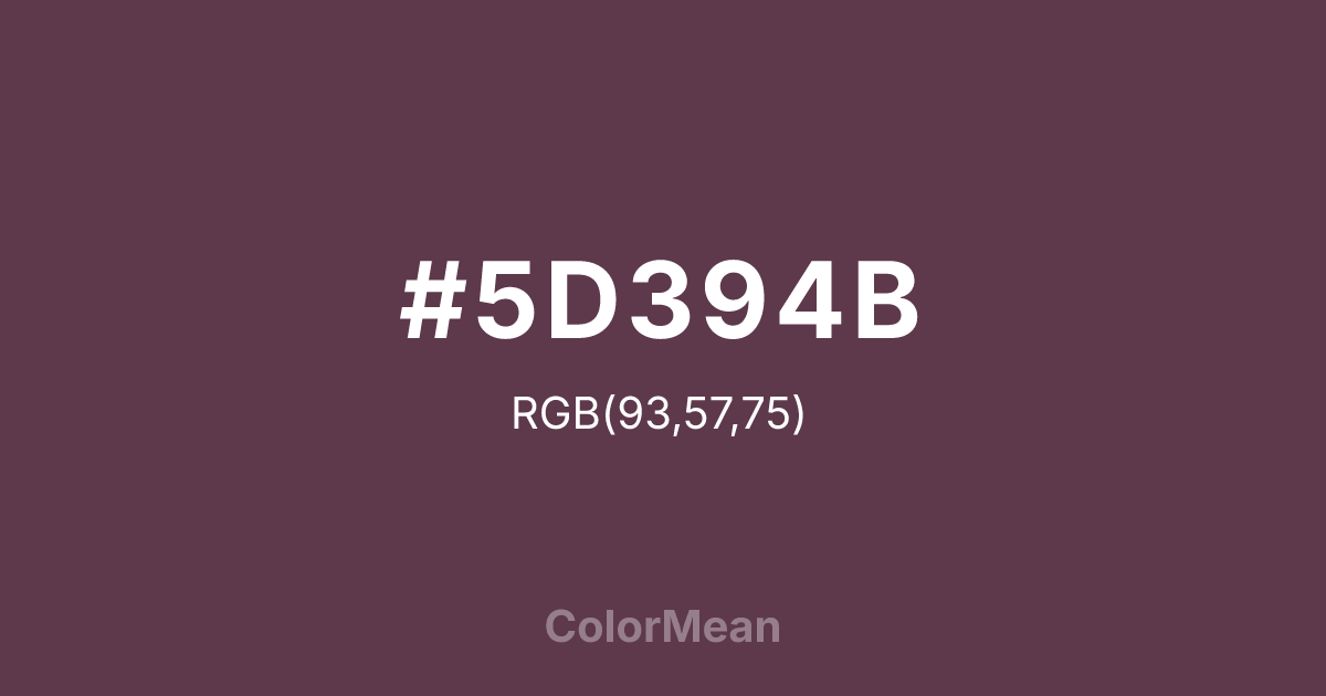 Color swatch image showing #5D394B with RGB(93,57,75) values