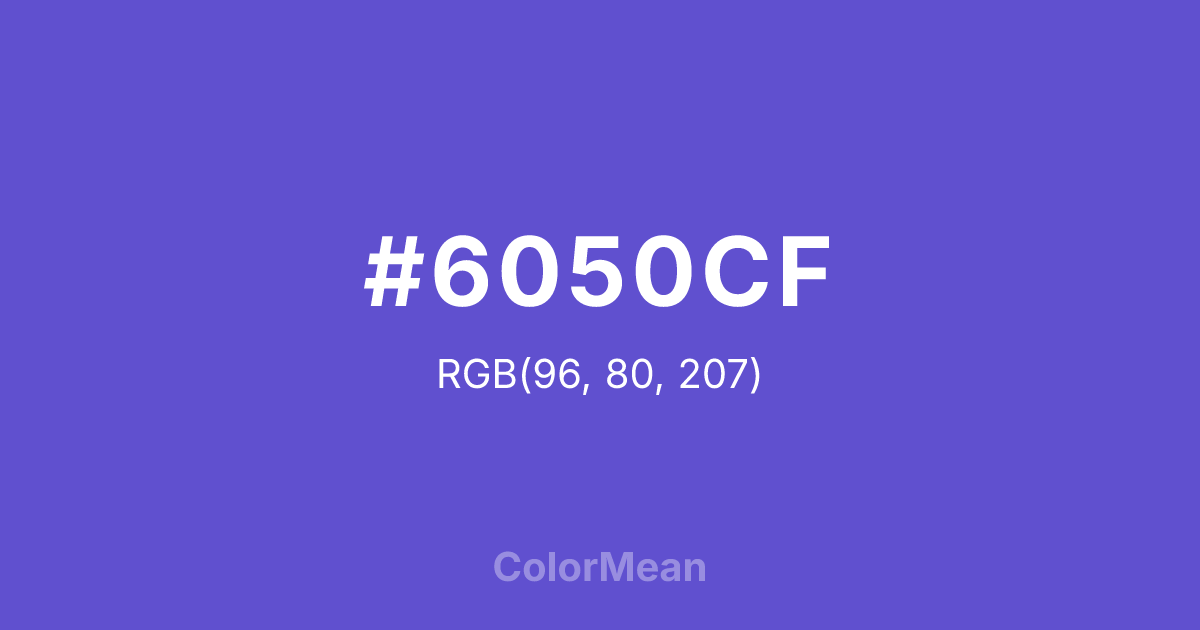 Color swatch image showing #6050CF with RGB(96,80,207) values
