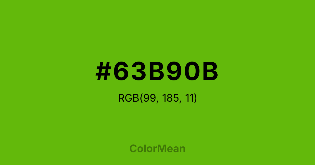Color swatch image showing #63B90B with RGB(99,185,11) values