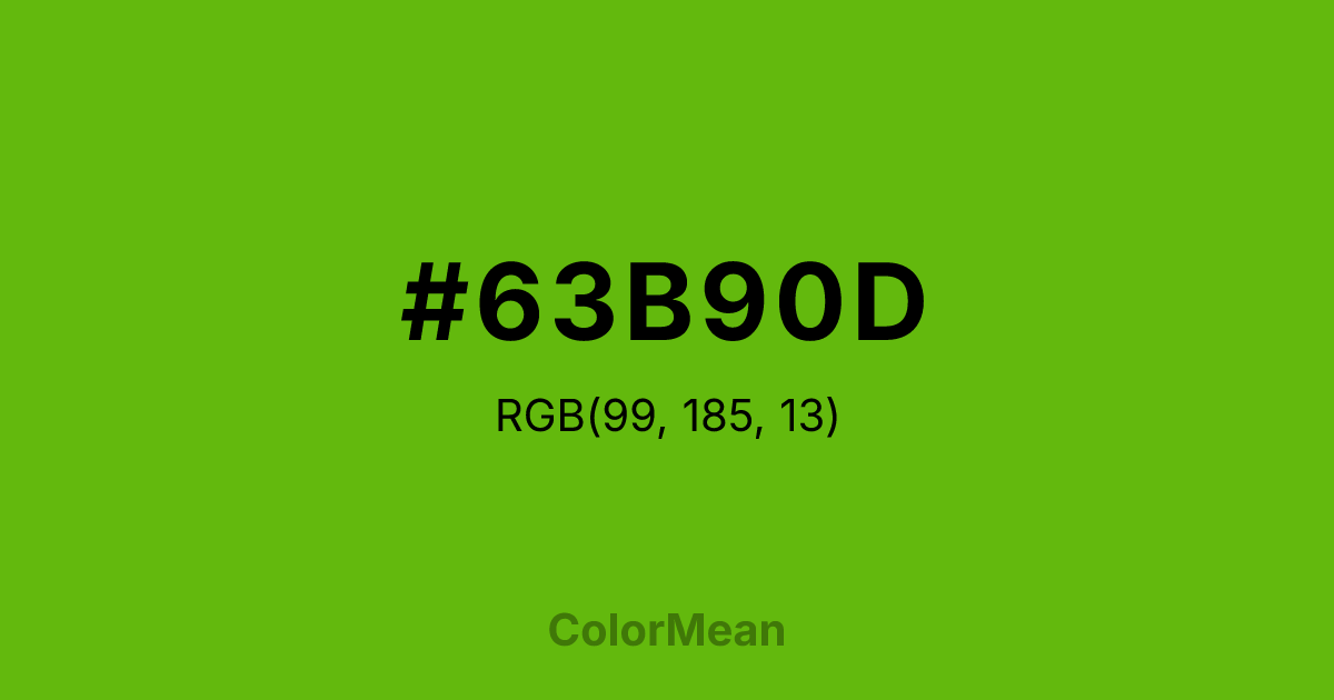 Color swatch image showing #63B90D with RGB(99,185,13) values