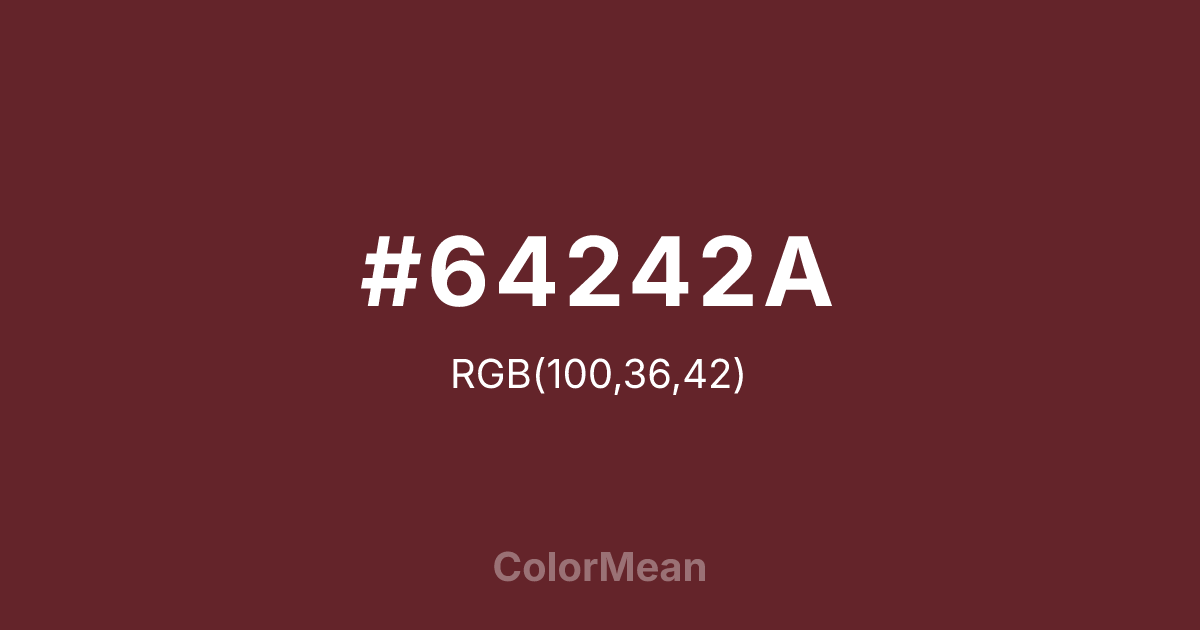 Color swatch image showing #64242A with RGB(100,36,42) values