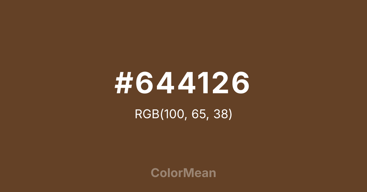 Color swatch image showing #644126 with RGB(100,65,38) values