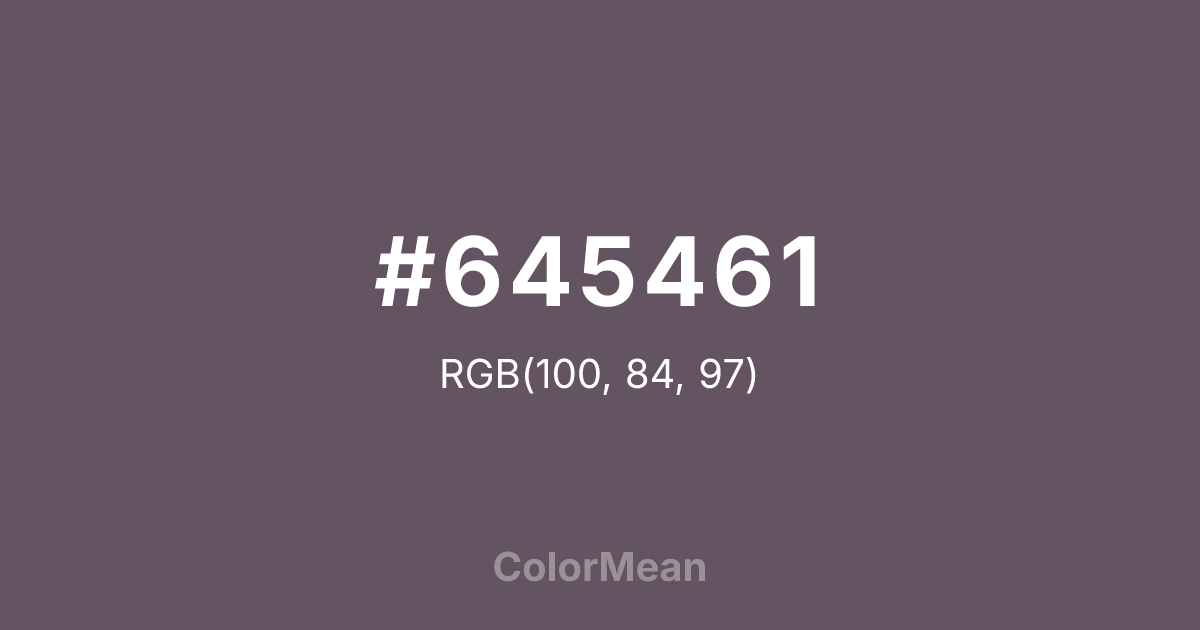 Color swatch image showing #645461 with RGB(100,84,97) values