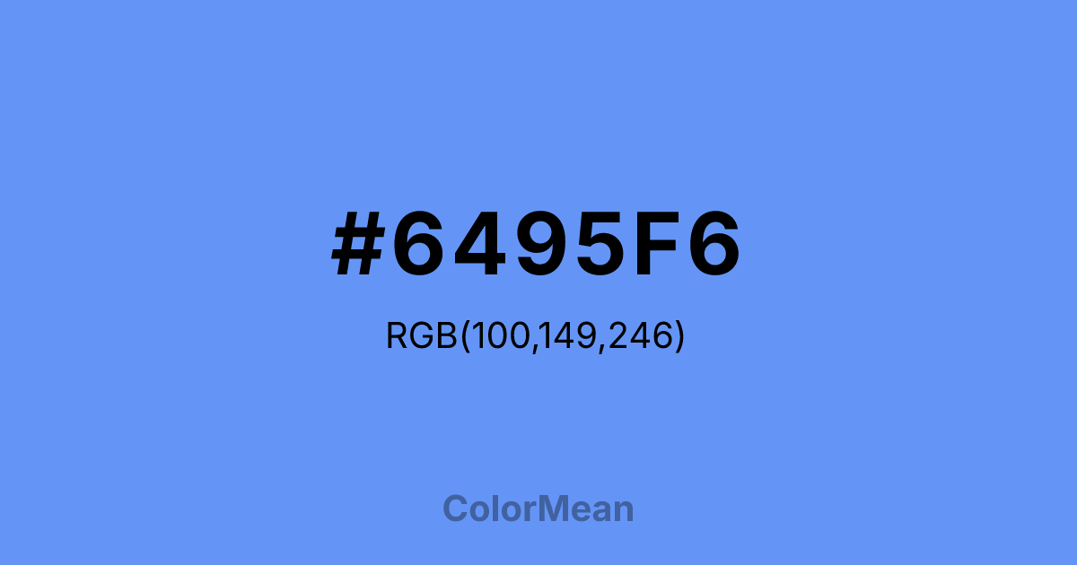 Color swatch image showing #6495F6 with RGB(100,149,246) values