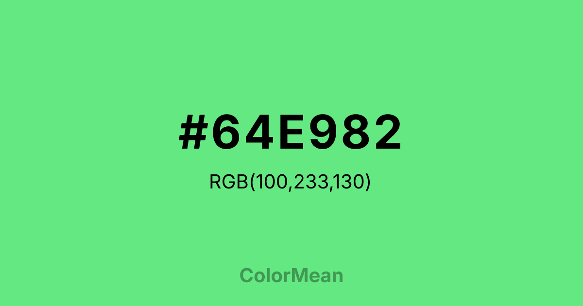 Color swatch image showing #64E982 with RGB(100,233,130) values