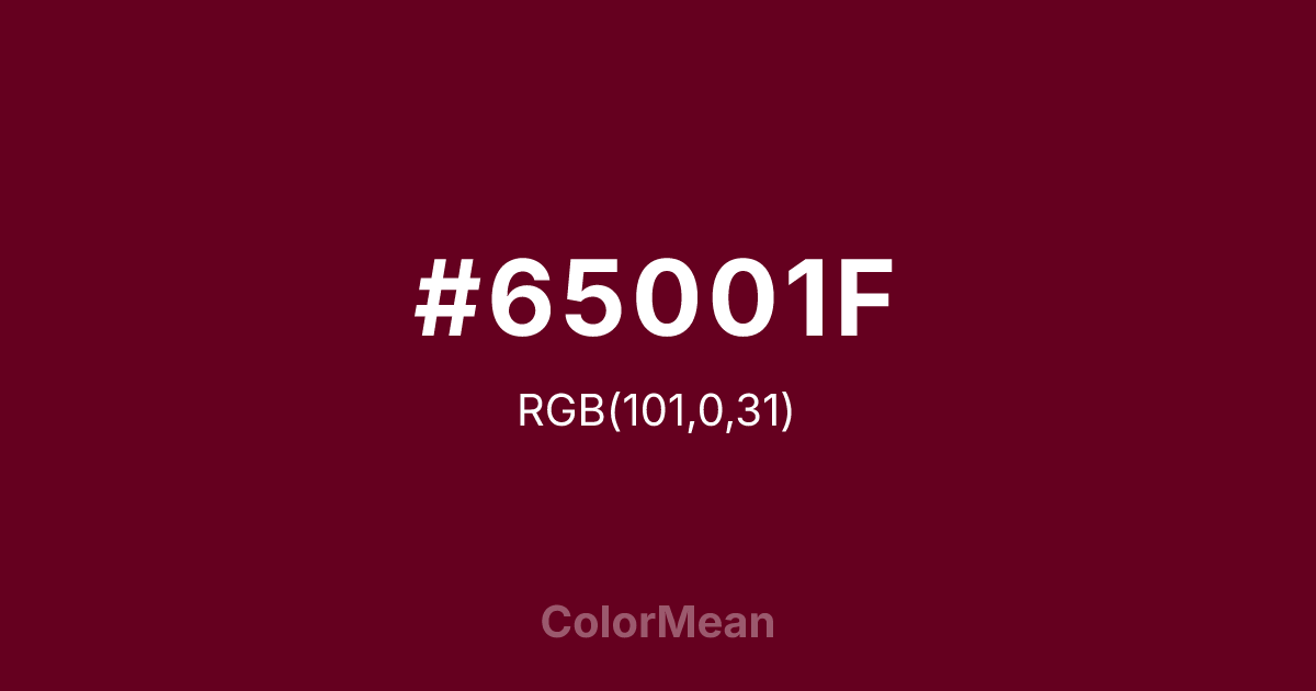 Color swatch image showing #65001F with RGB(101,0,31) values