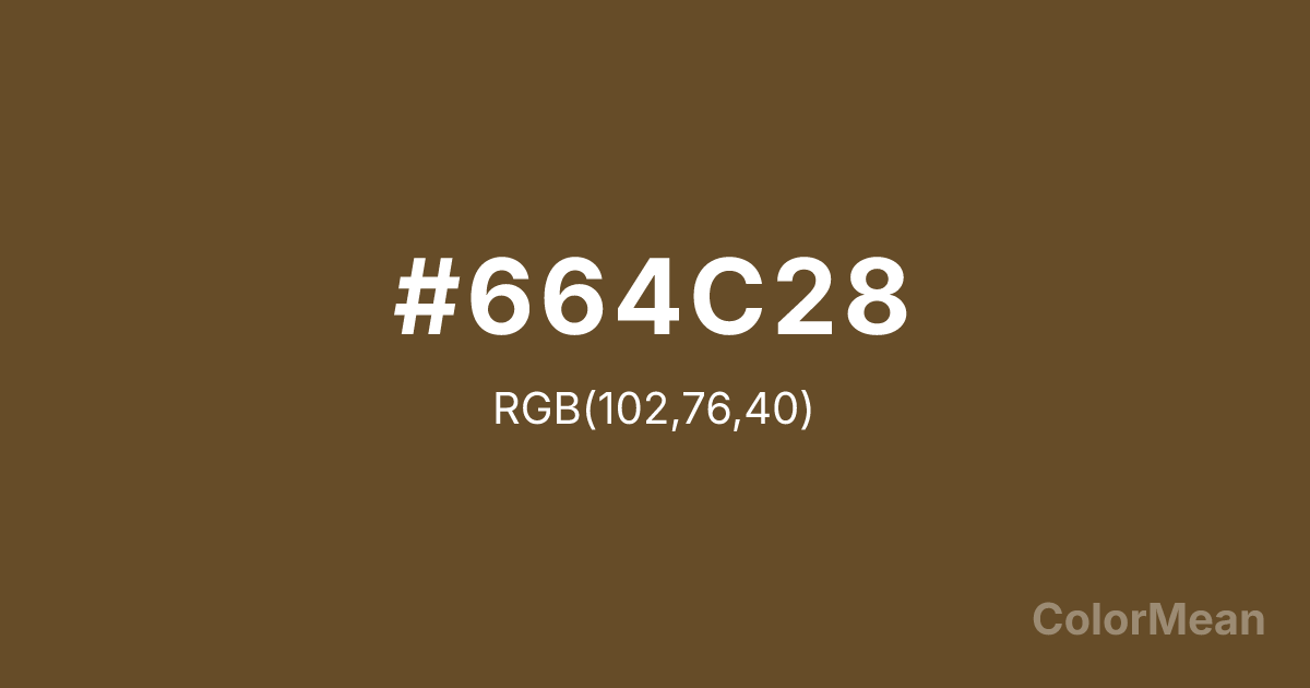 Color swatch image showing Donkey Brown (#664C28) with RGB(102,76,40) values