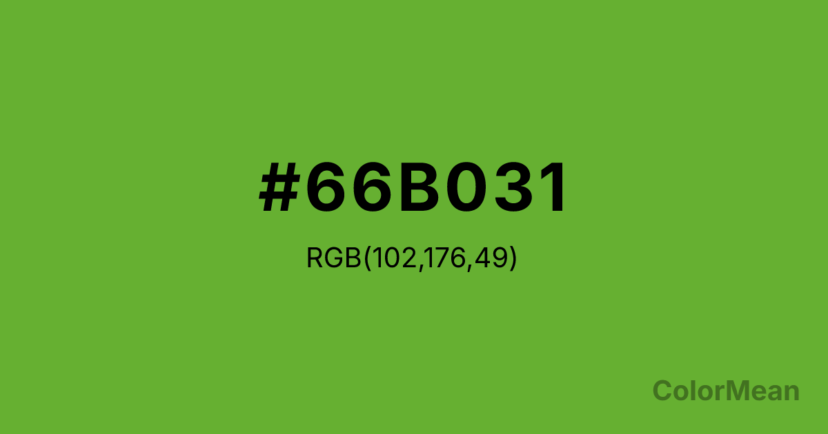 Color swatch image showing #66B031 with RGB(102,176,49) values