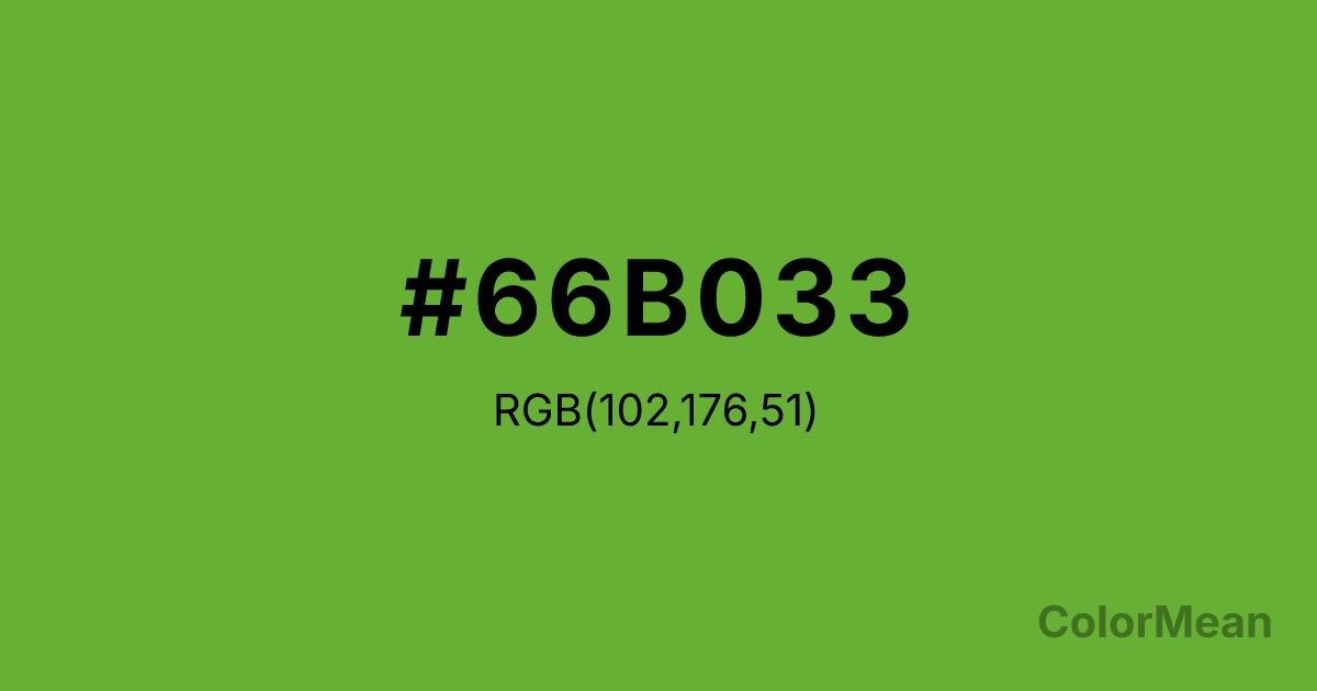 Color swatch image showing #66B033 with RGB(102,176,51) values