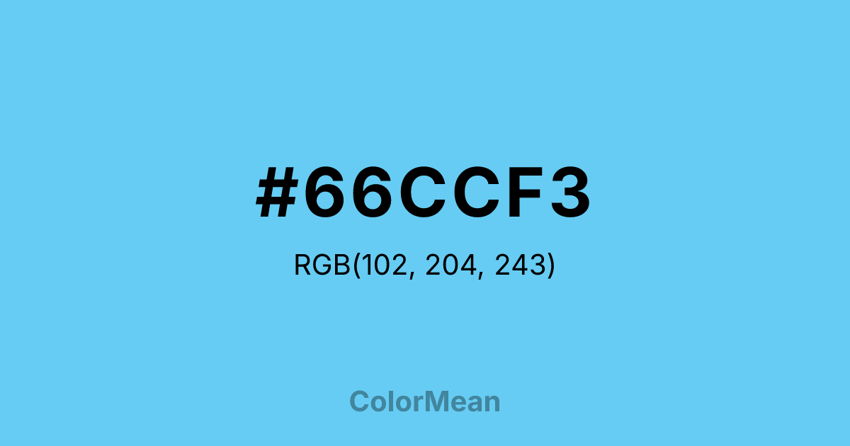 Color swatch image showing #66CCF3 with RGB(102,204,243) values