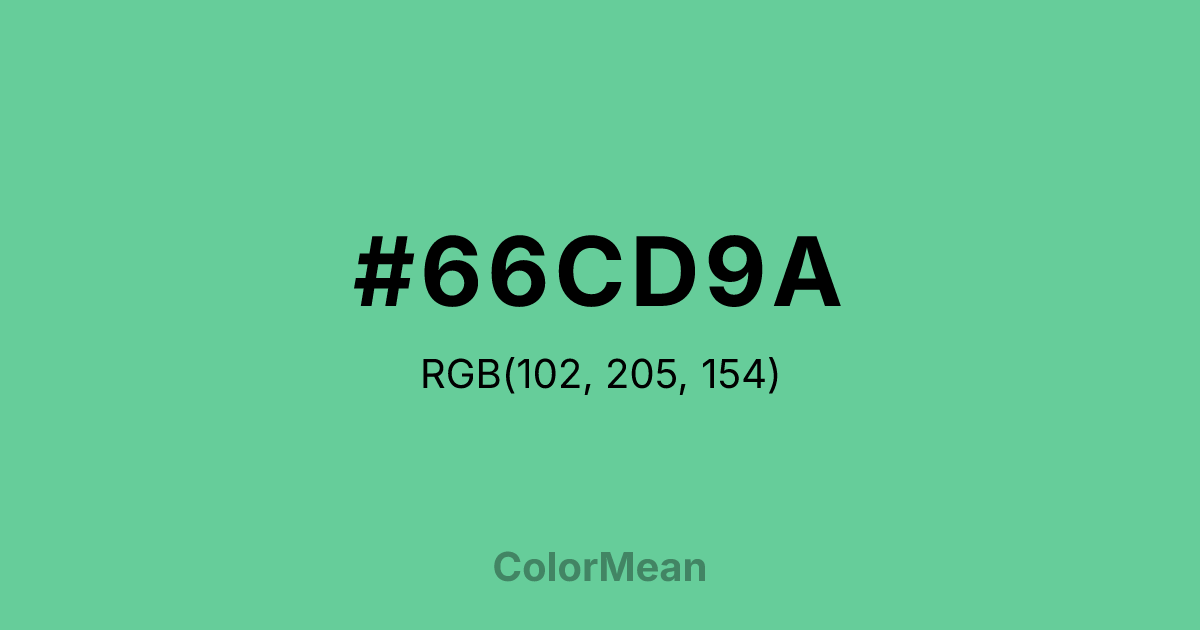 Color swatch image showing #66CD9A with RGB(102,205,154) values
