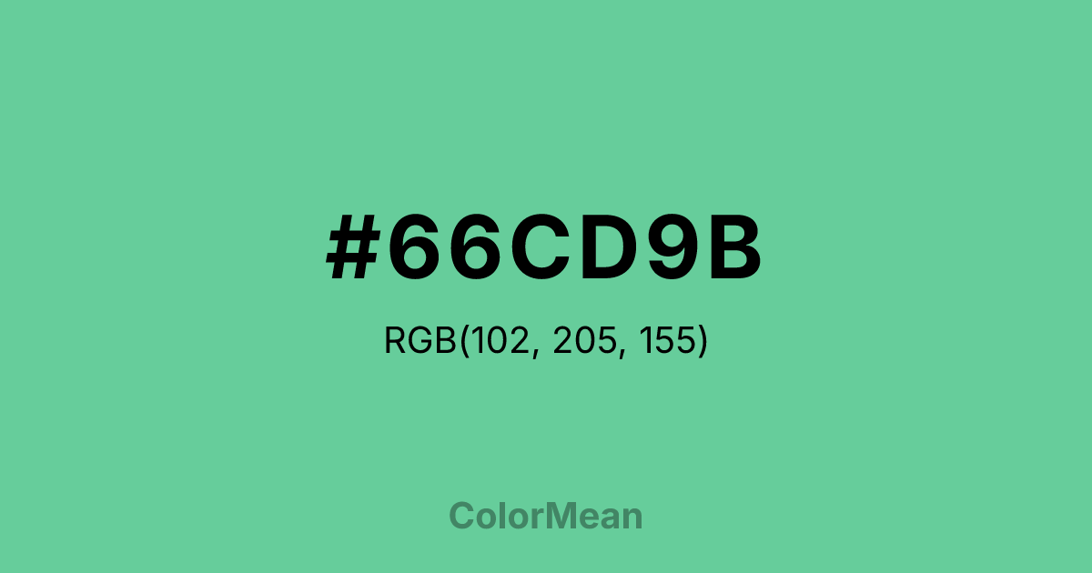 Color swatch image showing #66CD9B with RGB(102,205,155) values