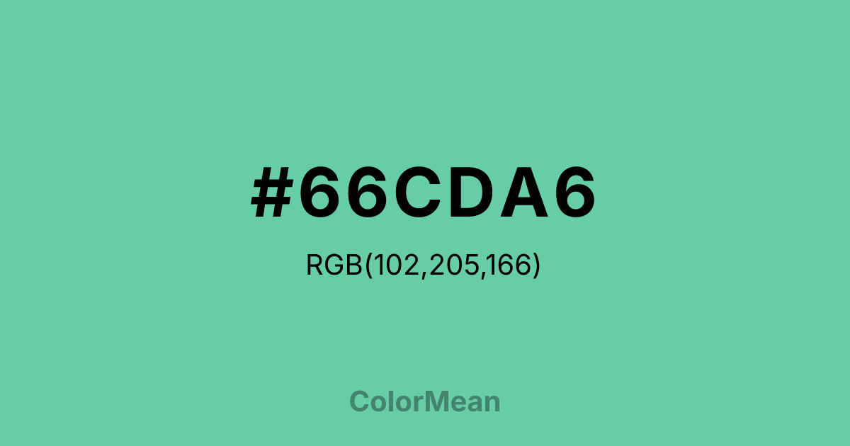 Color swatch image showing #66CDA6 with RGB(102,205,166) values