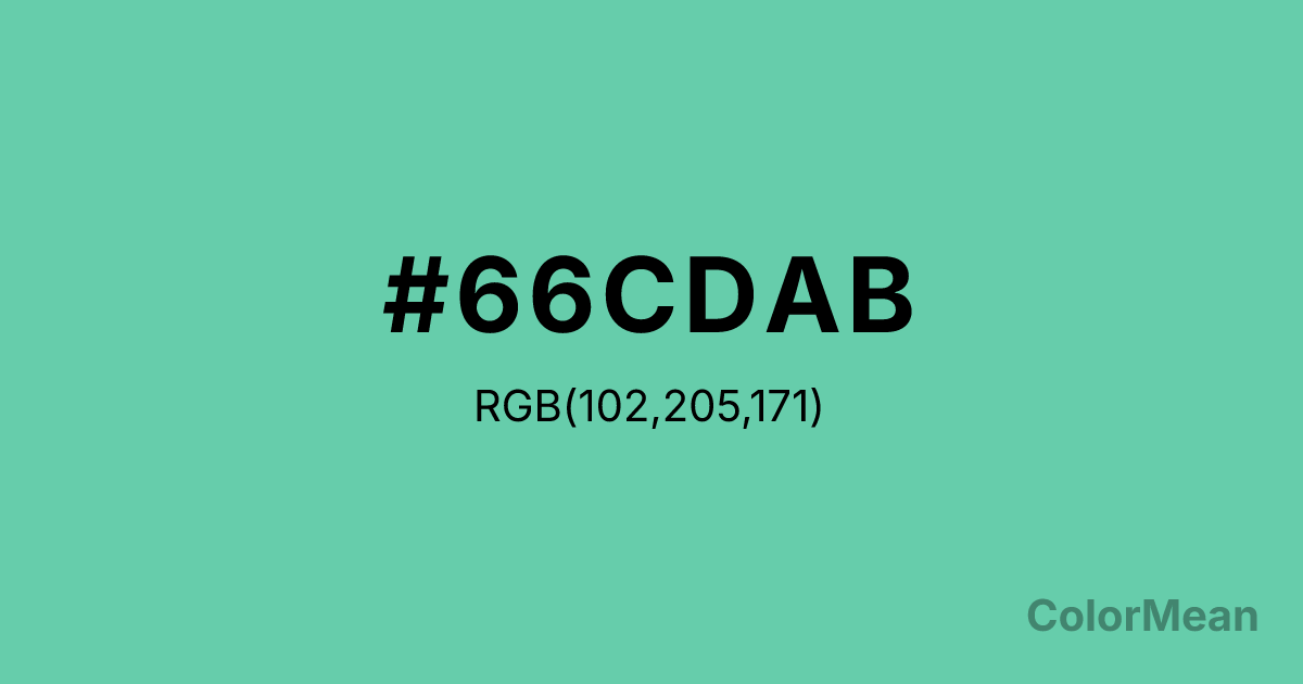 Color swatch image showing #66CDAB with RGB(102,205,171) values