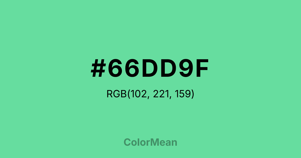 Color swatch image showing #66DD9F with RGB(102,221,159) values