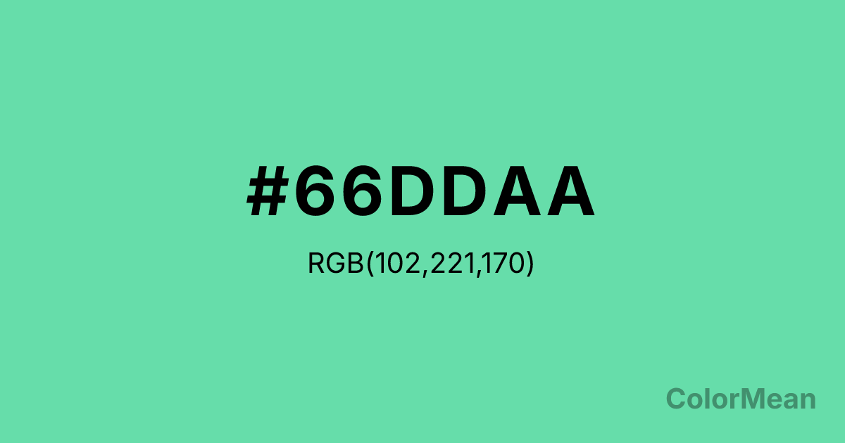 Color swatch image showing Medium Aquamarine (#66DDAA) with RGB(102,221,170) values