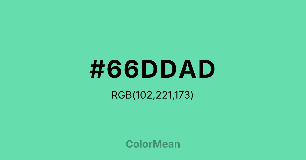 Color swatch image showing #66DDAD with RGB(102,221,173) values