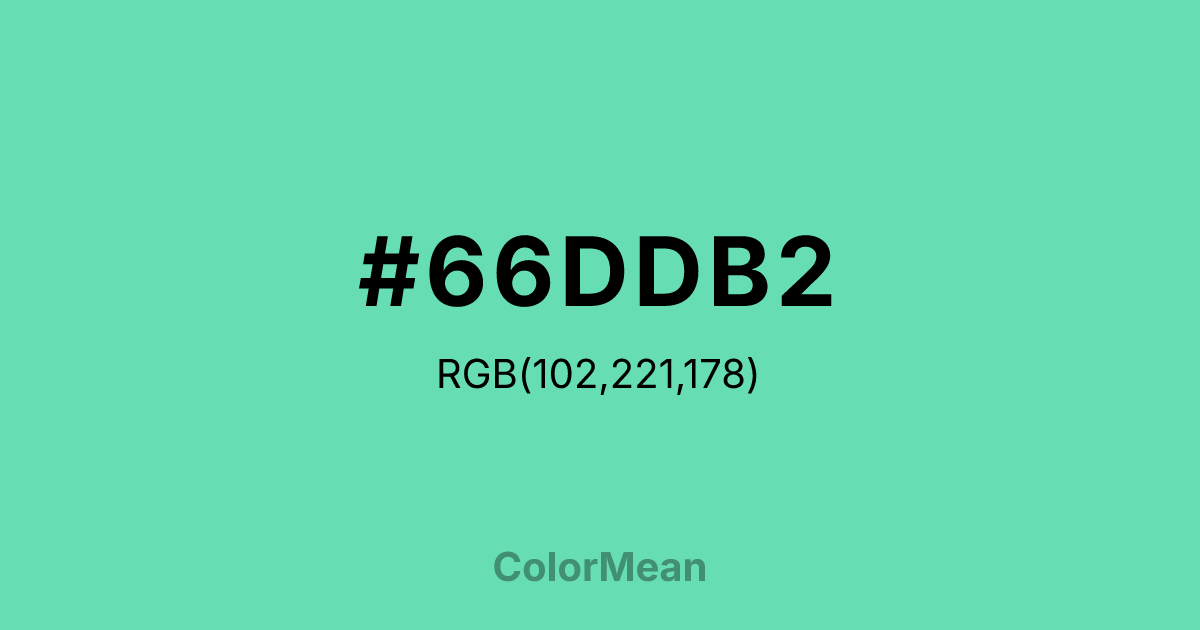 Color swatch image showing #66DDB2 with RGB(102,221,178) values