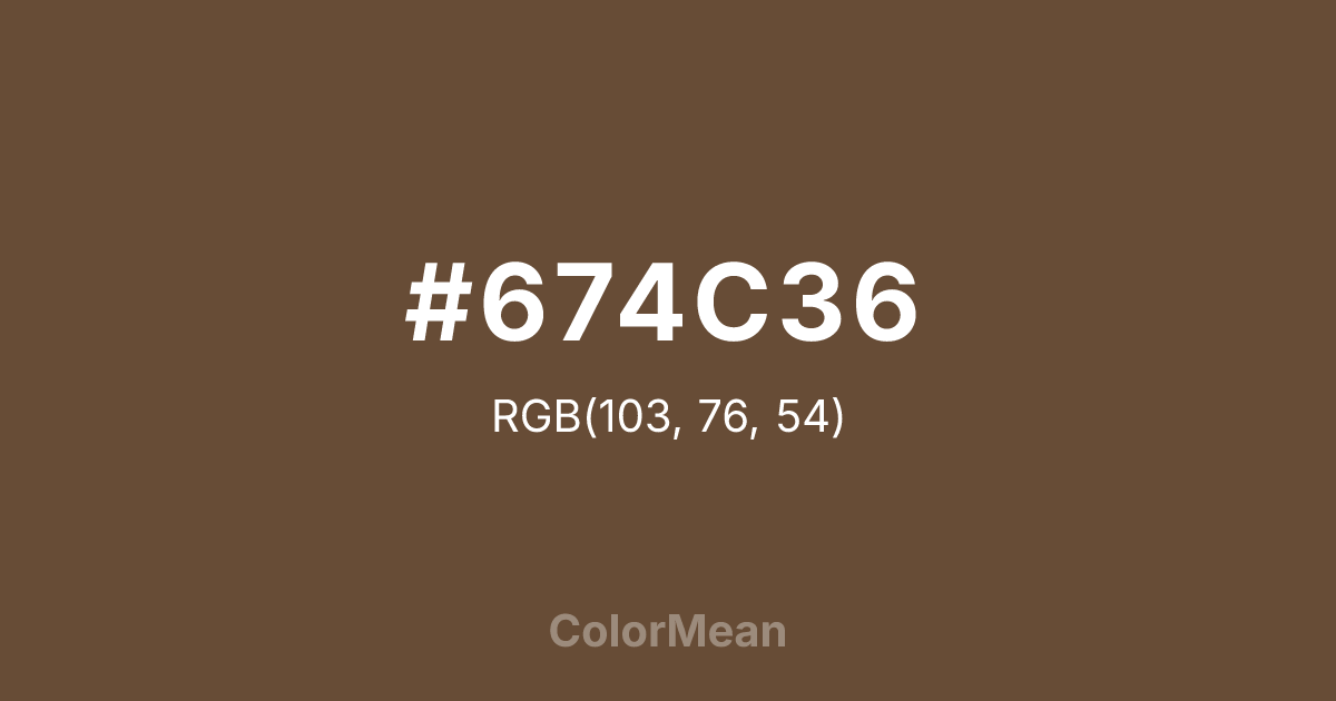 Color swatch image showing #674C36 with RGB(103,76,54) values