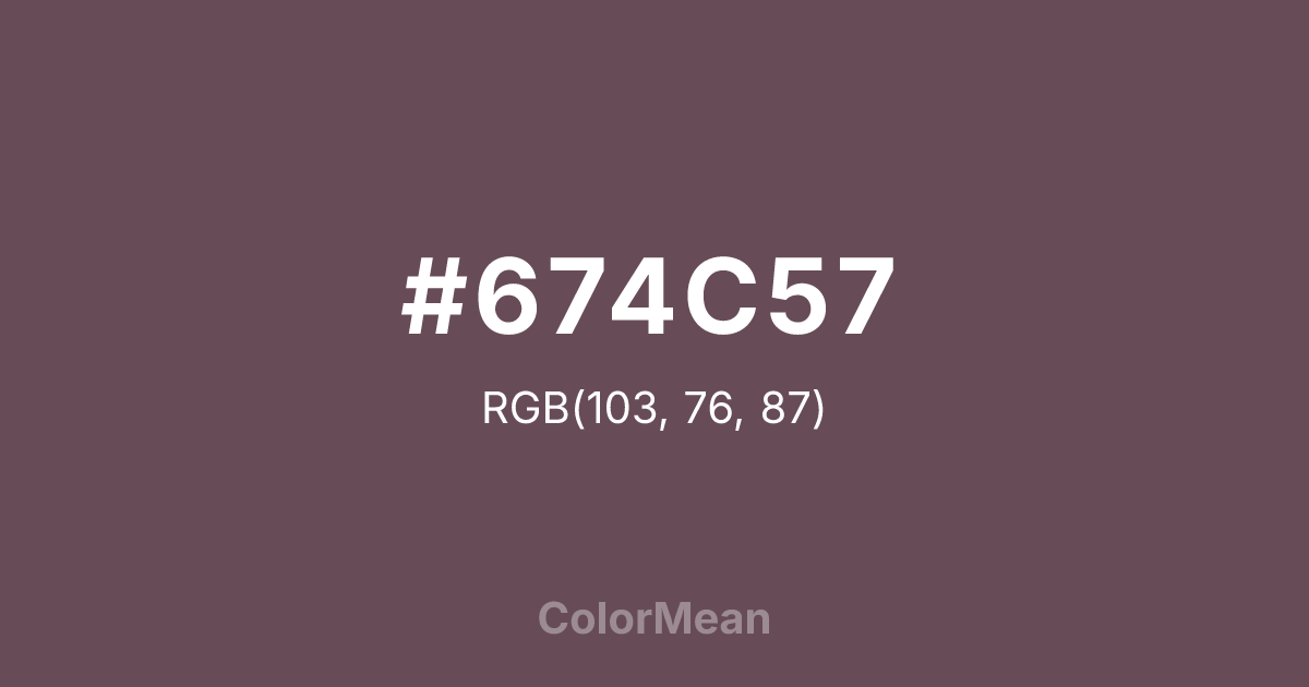 Color swatch image showing #674C57 with RGB(103,76,87) values