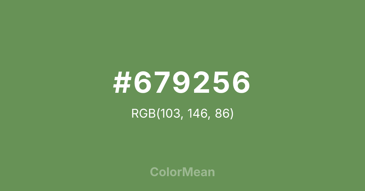 Color swatch image showing #679256 with RGB(103,146,86) values