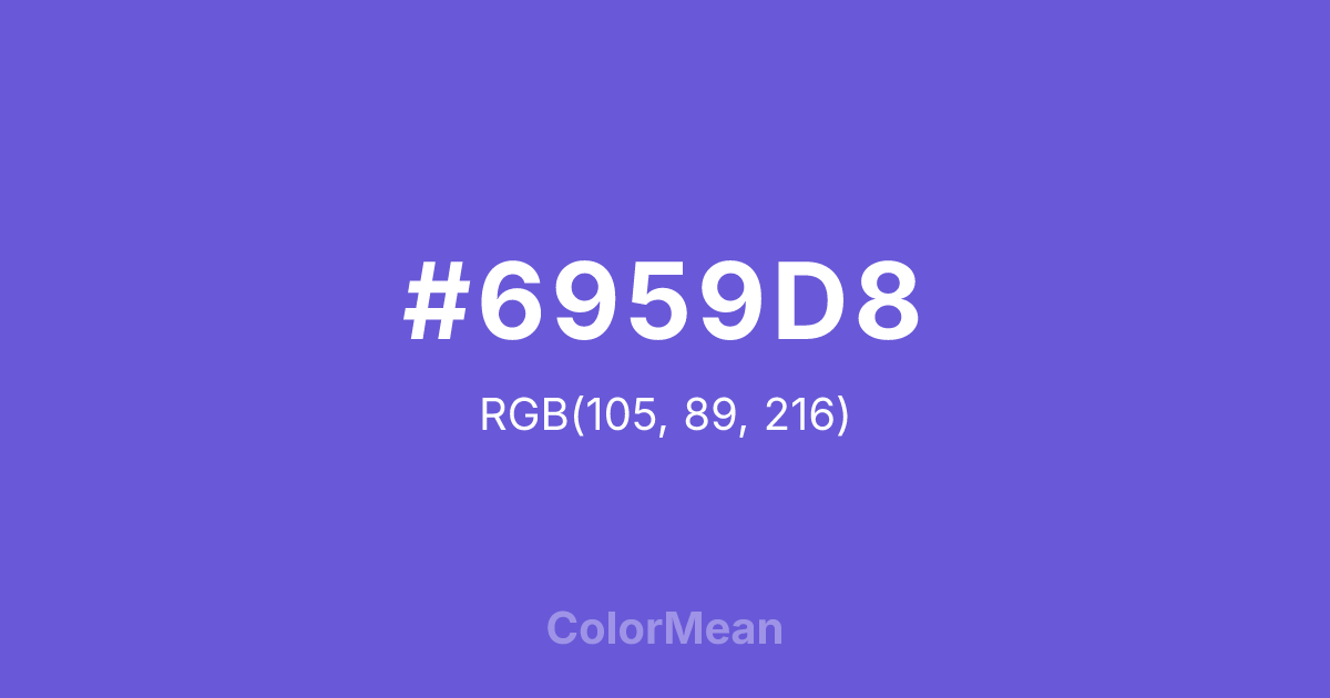 Color swatch image showing #6959D8 with RGB(105,89,216) values