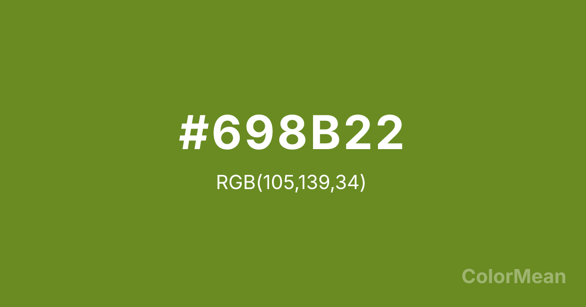 Color swatch image showing OliveDrab4 (#698B22) with RGB(105,139,34) values